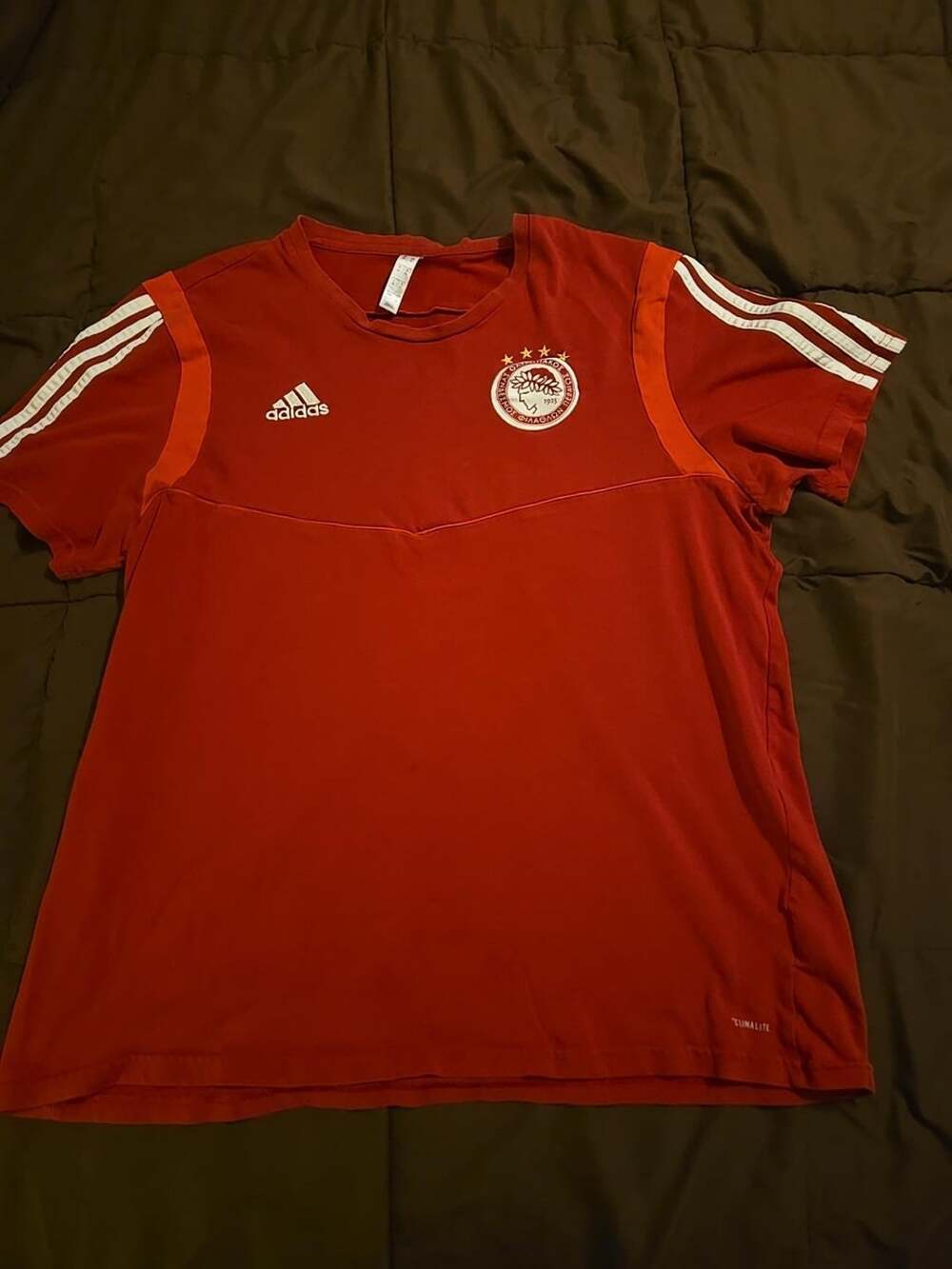 Adidas Olympiacos FC Soccer Training Shirt Red Mens XL ClimaLite Greece Football